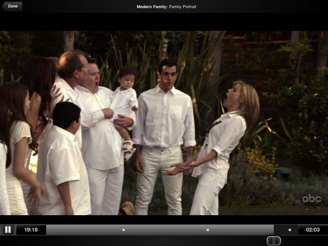 Screenshot of Modern Family Television Show on Hulu Plus on an iPad