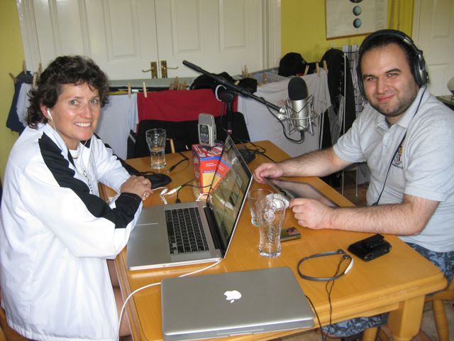 Allison and Bart doing Chit-Chat-Accross-The-Pond at Bart's kitchen table.