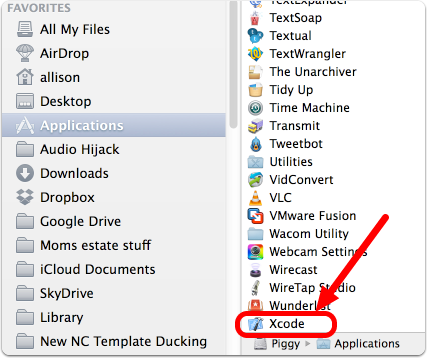 Xcode in Applications