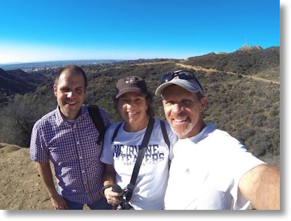 Claus Allison Steve up by the Hollywood sign overlooking Santa Monica Bay