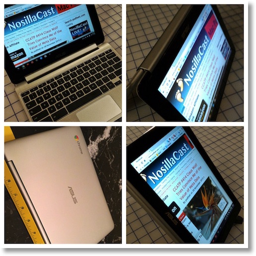 Asus Flip Book showing NosillaCast home page