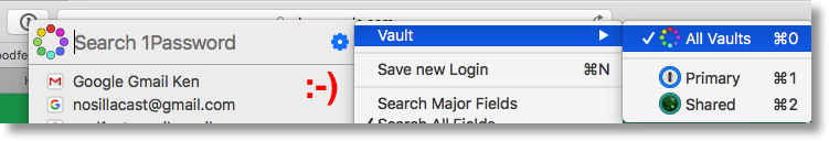 1P 6 plugin showing All Vaults option as commnand-0