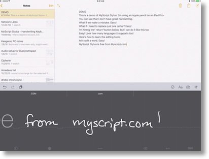 Myscript demo screenshot
