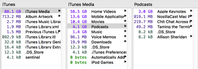 iTunes Podcasts wasting space