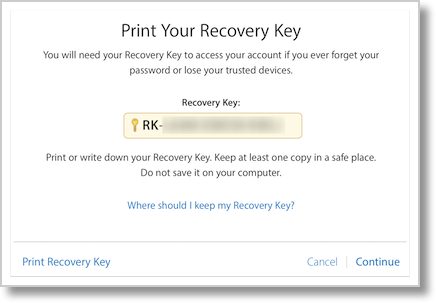 Apple 2fa recovery key