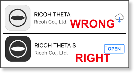 Theta apps showing the wrong one and the right one