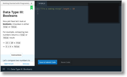 CodeCademy example lesson