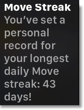 Apple watch 43 day move streak