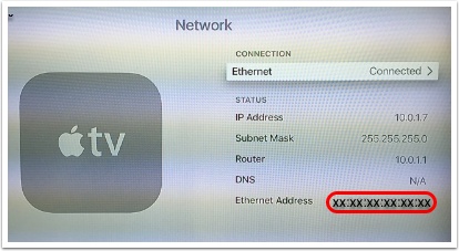 Appletv mac address