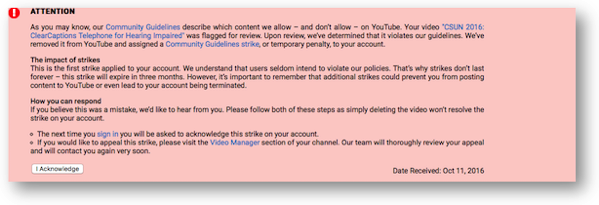 Youtube takedown notice small