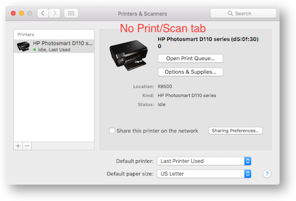 Printer no scan