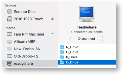 Readyshare in sidebar with drive letters