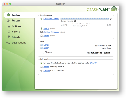 CrashPlan after 42 days is half done