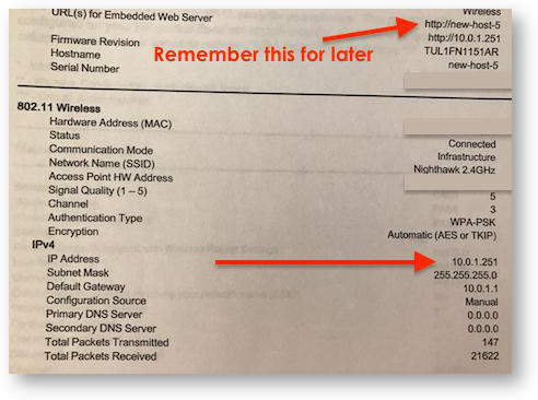 Hp network settings printout