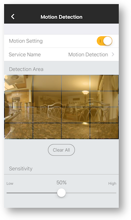 Motion detection grid sensitivity