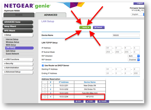 Netgear static ip setup