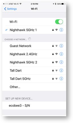 WiFi set up new device