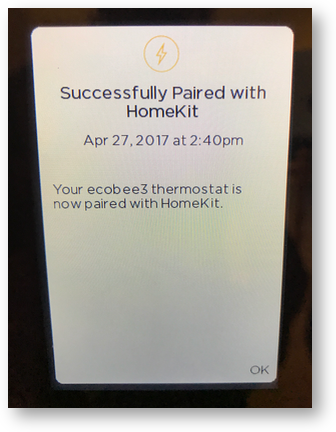 Ecobee3 paired with homekit