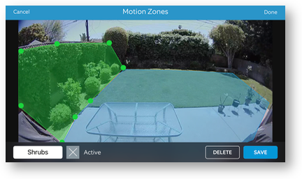 Motion zones defined