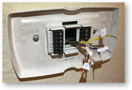 Old thermostat wires labeled