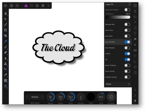 The cloud made in affinity photo for ipad