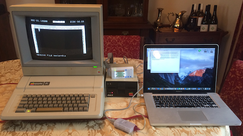 Apple IIe connected to MacBook Pro