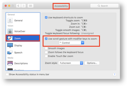 Zoom in accessibility