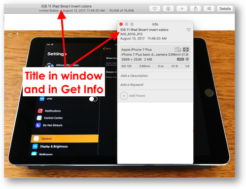 Image title in get info and window