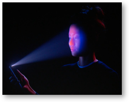 Face id woman illuminated face