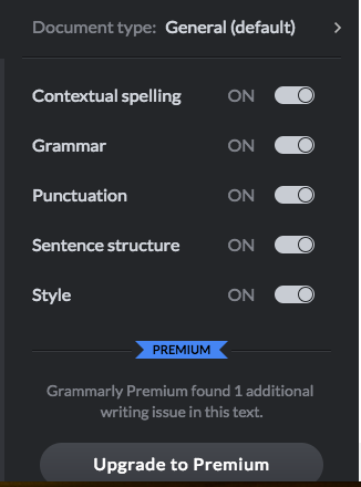 Grammarly web switches