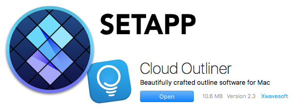 Setapp logo over Cloud Outliner logo