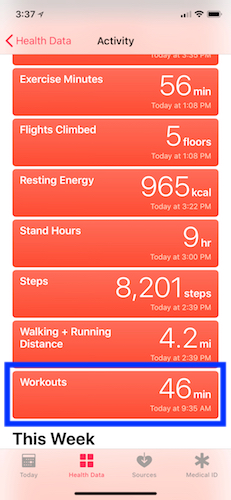apple health app workout