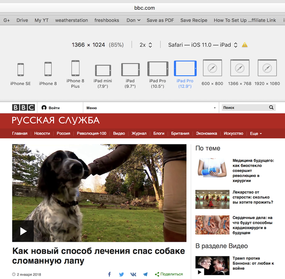 Bbc russian video responsive design mode