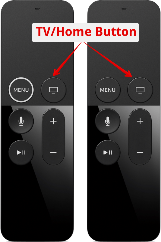 Apple TV remote showing home button