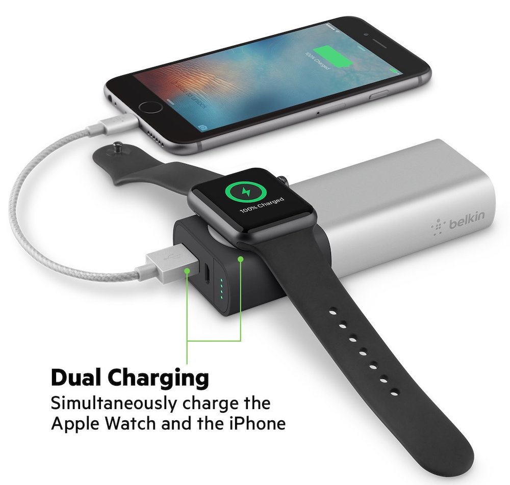 Belkin valet power pack showing phone and watch charging