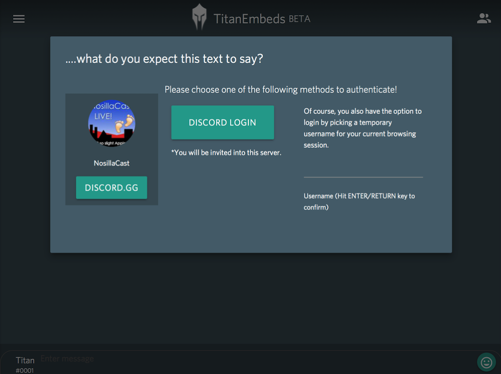 Discord embedded with Titan bot