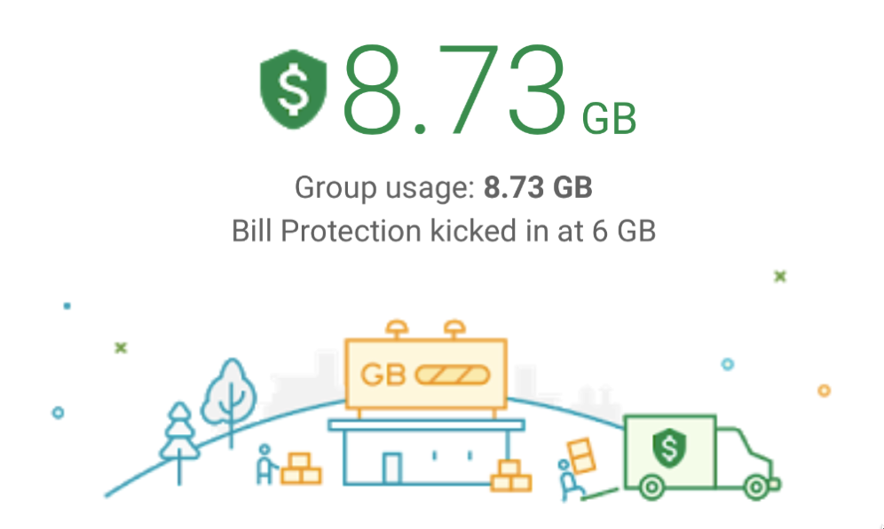 Google Fi showing 8 73GB used