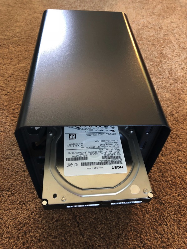 Drobo 5N2 with drive sliding in