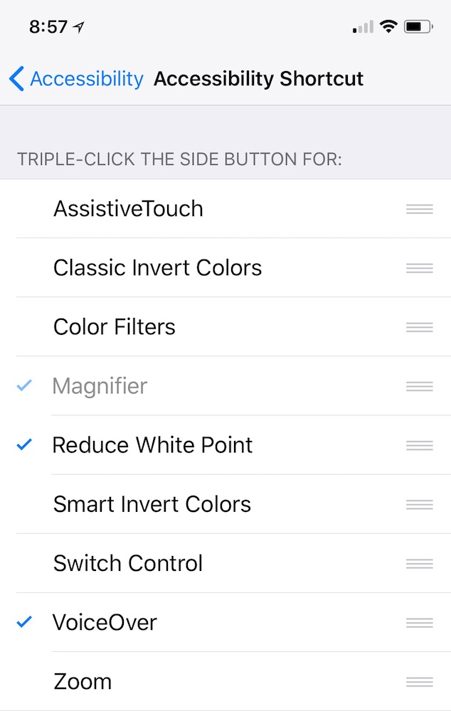 Accessibility shortcut