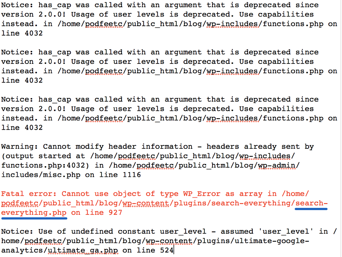 Debug log from Podfeet