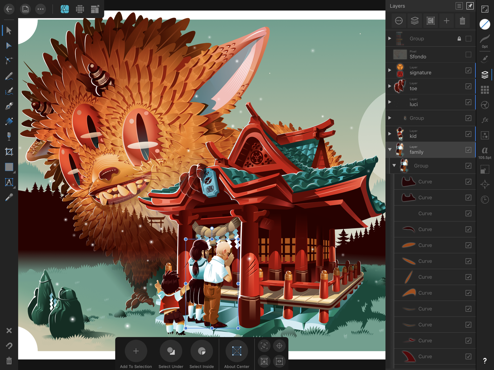 Affinity Designer example image with layers open