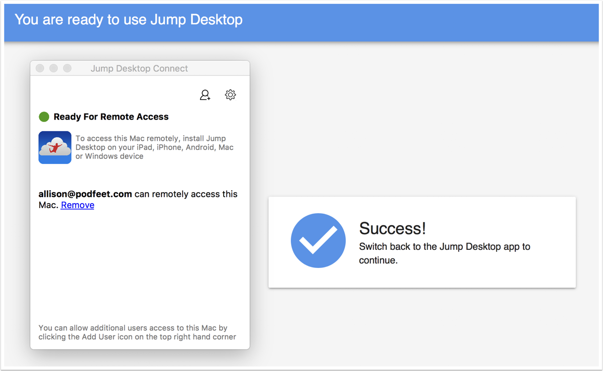 Jump desktop connect ready for remote access