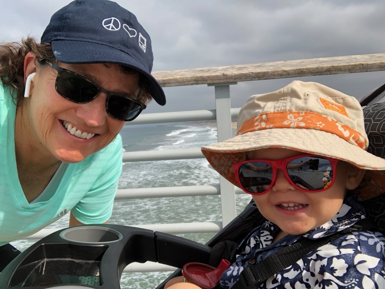 Allison Forbes on a beach walk on the pier