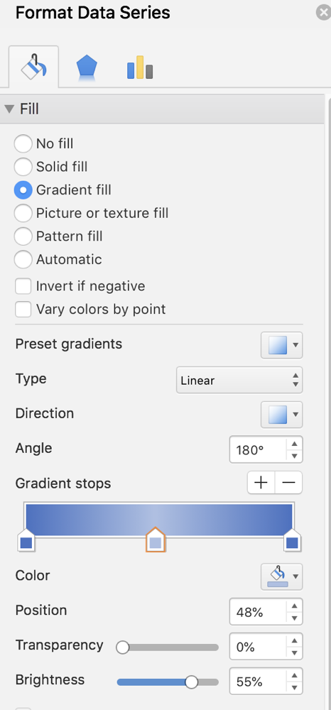 Excel gradient fill to look like 3D