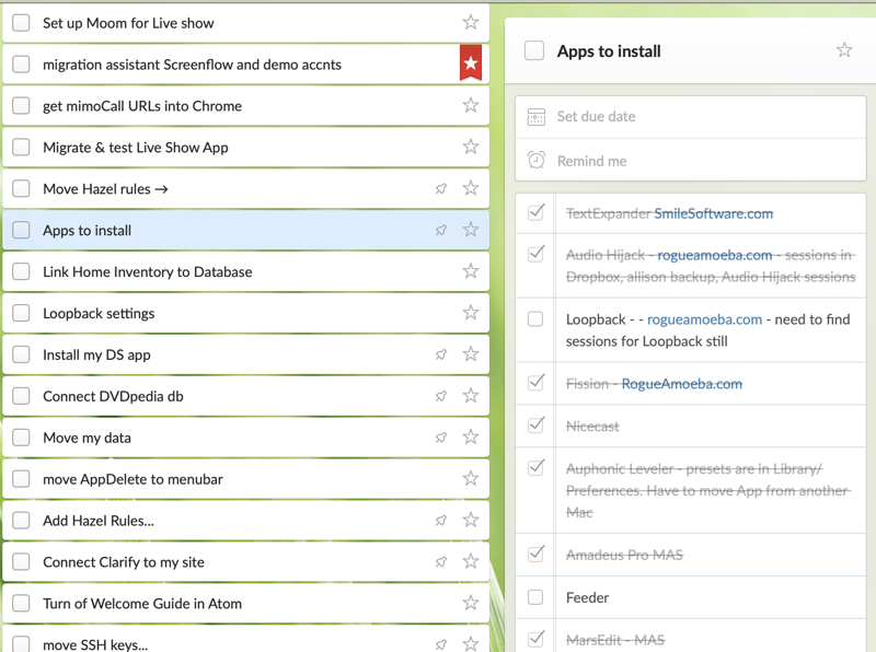 Wunderlist partial lists