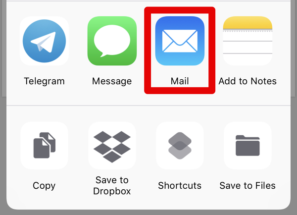 02 Markup emails iOS choose Mail