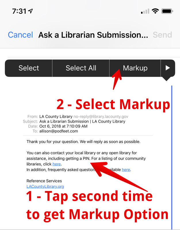 04 Markup emails iOS tap attachment second time and Markup appears