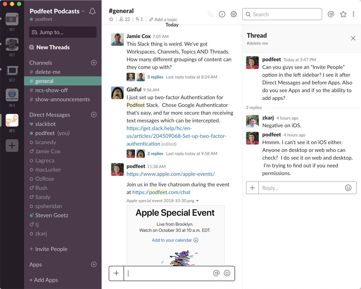 Slack Podfeet Podcasts