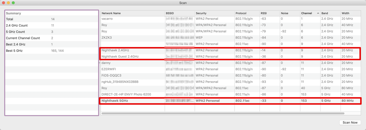 Wireless Diagnostics Window Scan Allison