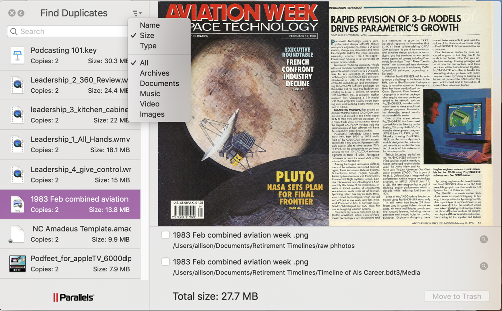 Parallels Toolbox Find Duplicates